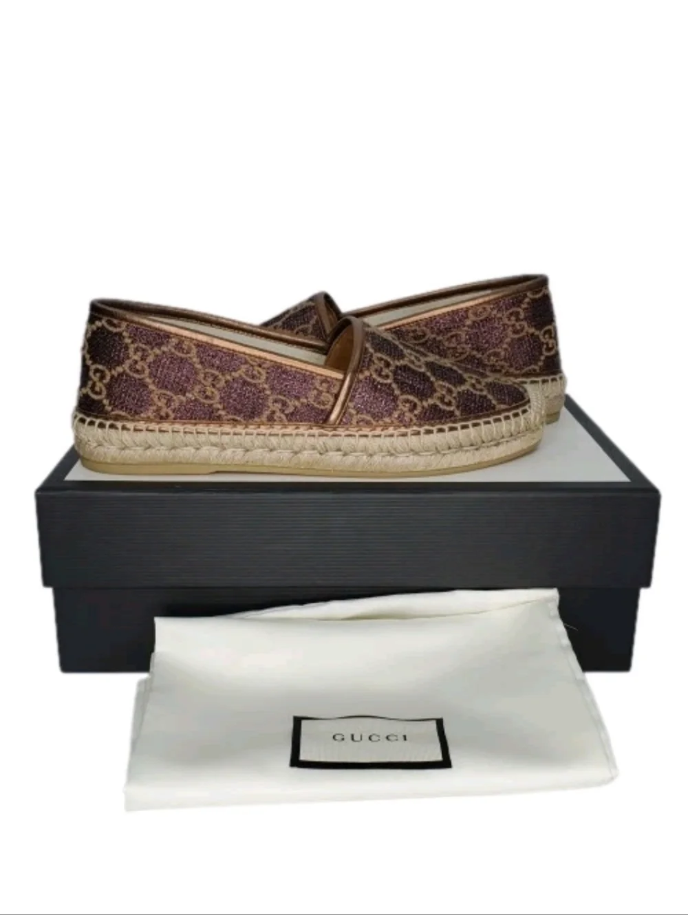 Gucci Heritage GG Lamé Metallic Espadrilles